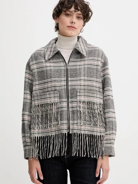 Pepe Jeans kurtka z dodatkiem wełny przejściowa szary