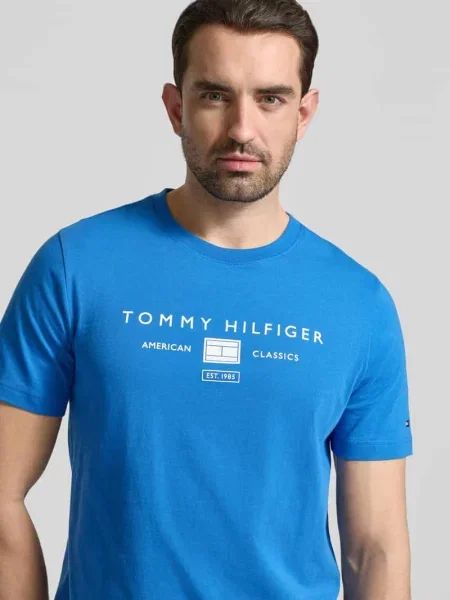T-shirt o kroju regular fit z czystej bawełny Tommy Hilfiger niebieska