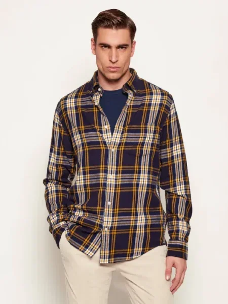 Gant cămașă din bleumarin cu guler button-down regular