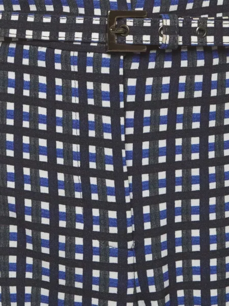 Pantaloni Weekend Max Mara în carouri albastru
