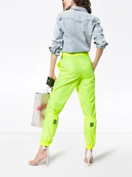 Pantaloni Off-white cu talie înaltă alergare alb