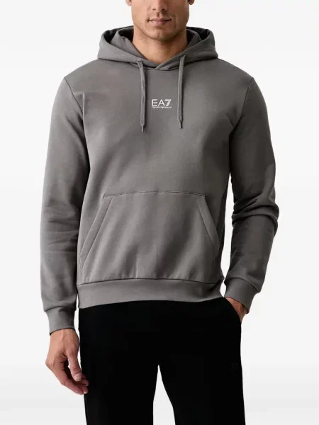 Hanorac cu glugă Ea7 Emporio Armani cu imagine cu cordon gri