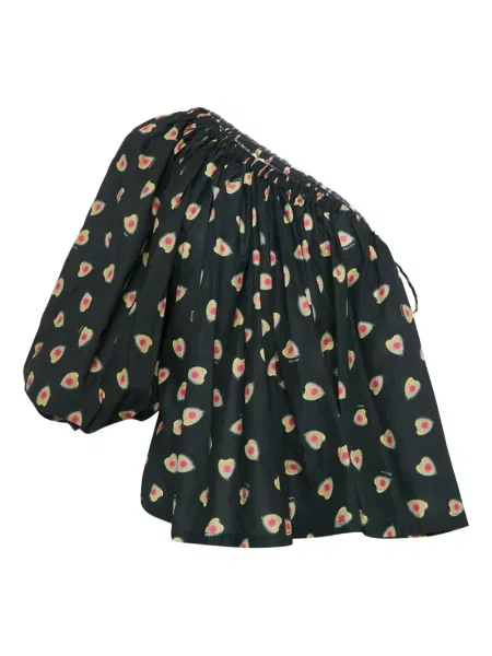 Top Zadig&voltaire cu imagine cu motiv cu inimi cu un umăr gol negru