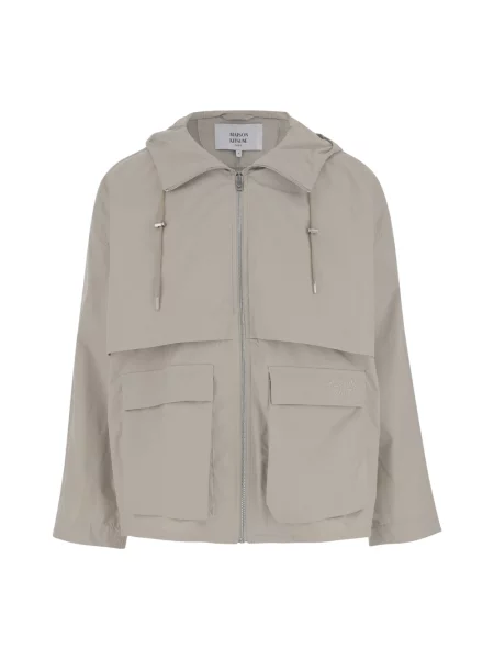 Maison Kitsuné kurtka Hooded Zipped Windbreaker przejściowa oversize beżowy