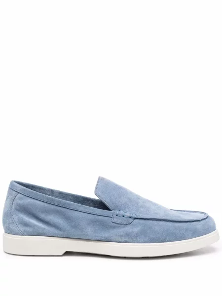 Pantofi loafer Moorer din piele de căprioară slip-on albastru