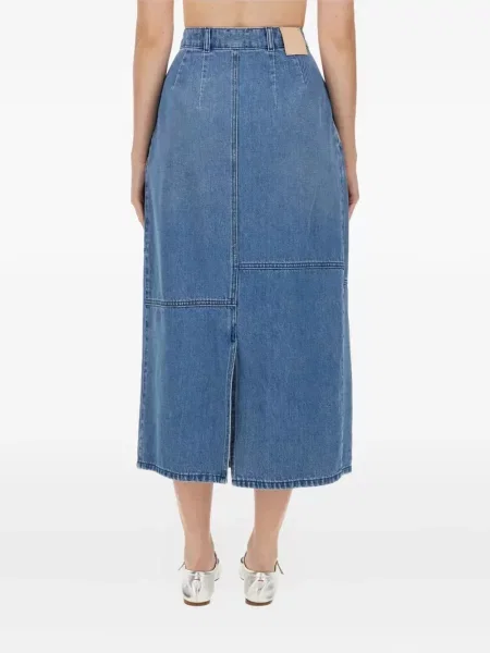 Fustă din denim Alysi plisată albastru
