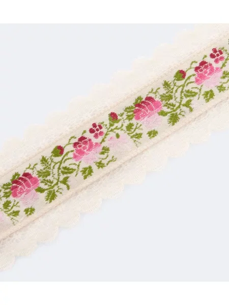 Colier Chloé cu model floral din dantelă roz