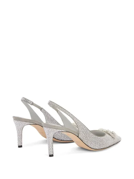 Pantofi cu toc Giuseppe Zanotti slingback de cristal argintiu