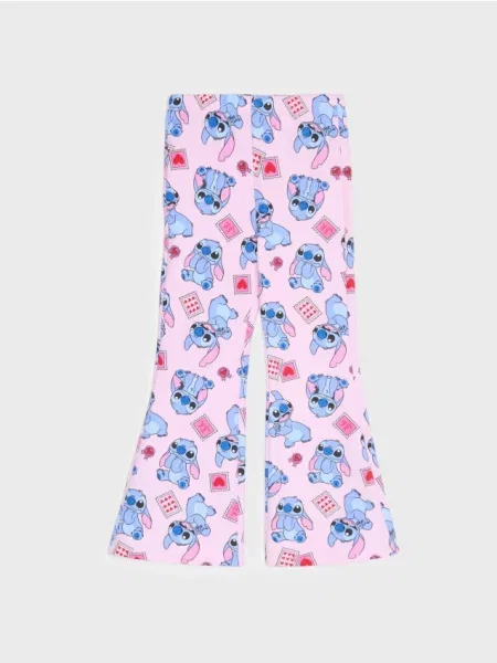 Sinsay Legíny flare s potiskem Stitch pastelová růžová