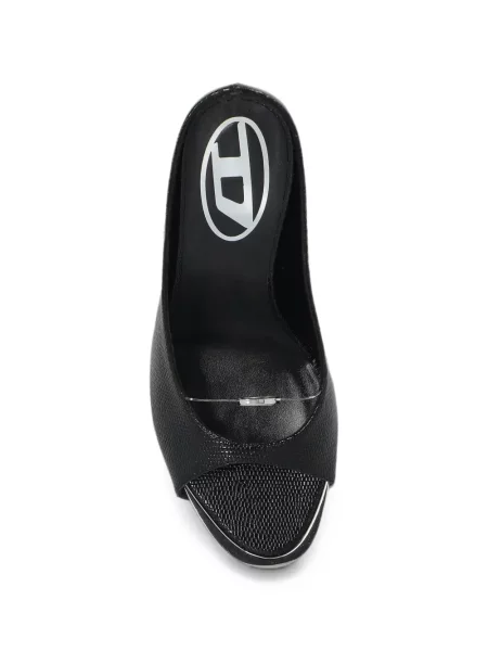 Papuci tip mules Diesel din piele negru