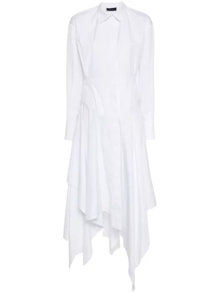 Rochie midi Mugler până la genunchi din poplin de costum alb