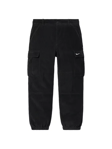Pantaloni cargo Supreme de catifea cord negru
