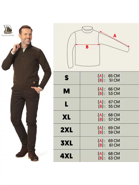 Sweter myśliwski Thorn 2 ze stójką z wełny brązowy
