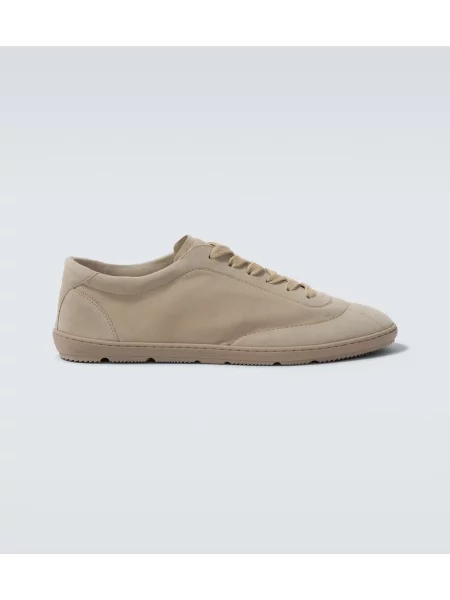 Sneakerși Brunello Cucinelli din piele de căprioară alb