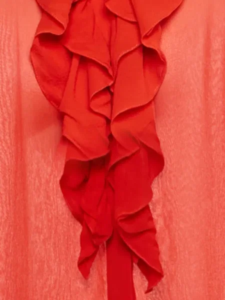 Cămașă Roberto Cavalli cu volane lungă roșu