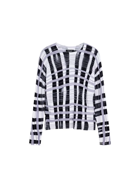 Desigual Sveter Mikado orgovánová biela čierna