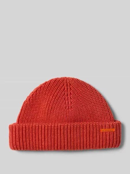 Czapka beanie z mieszanki bawełny i wełny Barbour pomarańczowa