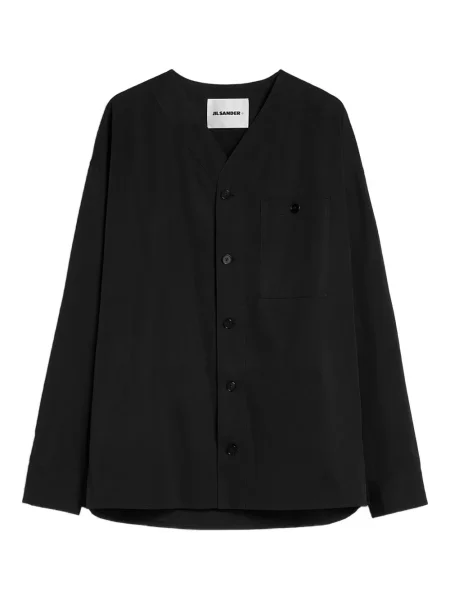 Cămașă Jil Sander cu decolteu în V negru