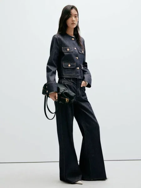 Jeansy wide leg z Kobieta 40 MANGO niebieski