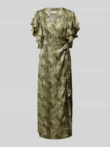 Sukienka kopertowa z mieszanki z falbanami model ‘SABINA’ Copenhagen Muse zielona