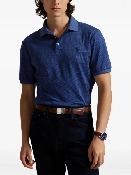 Șapcă Polo Ralph Lauren cu broderie din țesătură twill în carouri albastru