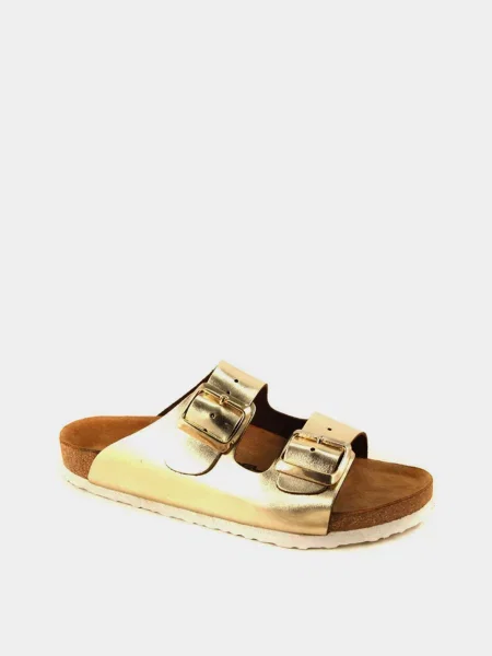 Кожаные шлепанцы Forelli золотые