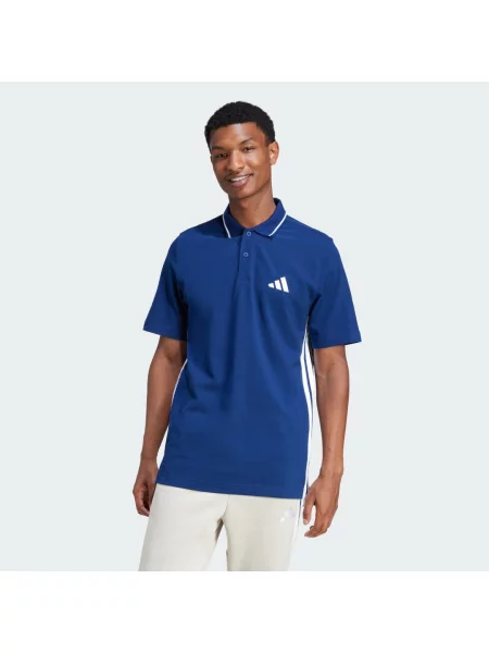 Koszulka polo adidas Essentials Piqué 3 Stripes krótki rękaw intensywny L niebieski