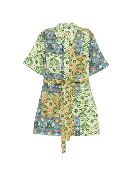 Rochie mini Alemais cu model floral cu imagine de costum verde