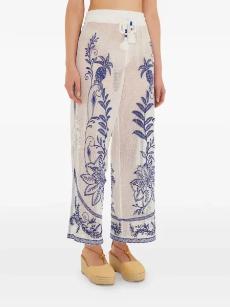 Pantaloni Farm Rio cu broderie alb