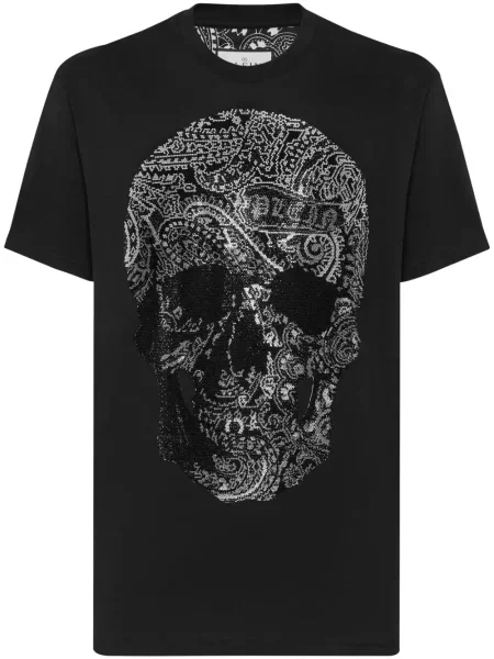 Tricou Philipp Plein cu imagine cu model paisley negru
