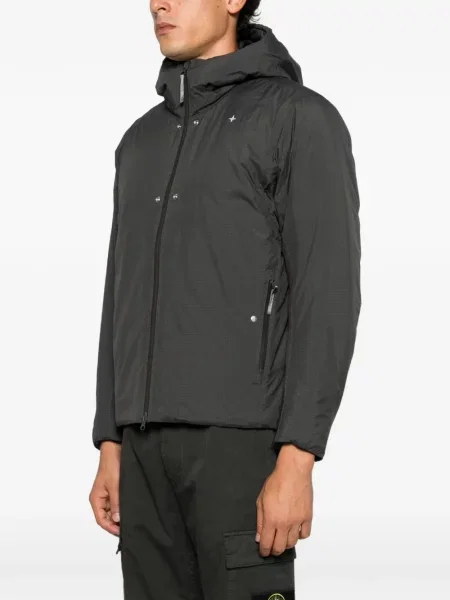 Geacă Stone Island cu glugă cu strasuri gri