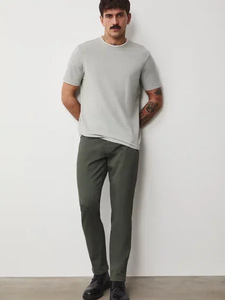 Medicine Παντελόνι slim fit ανδρικό από με ελαστάν πράσινο