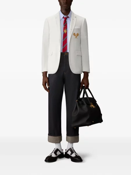 Sacou Thom Browne cu broderie alb