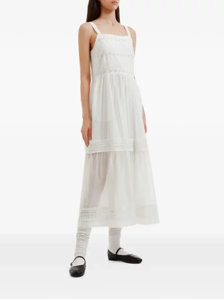 Rochie midi B+ab cu broderie fără mâneci alb