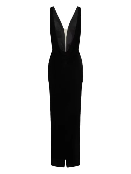 Rochie maxi Oude Waag cu decolteu în V negru