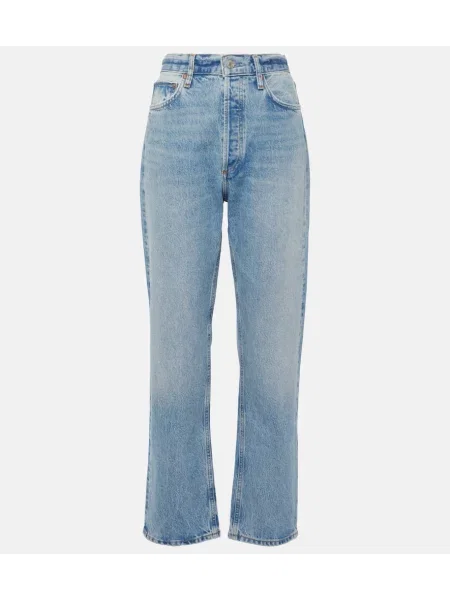 Talia proste jeansy Agolde z wysoką talią niebieskie