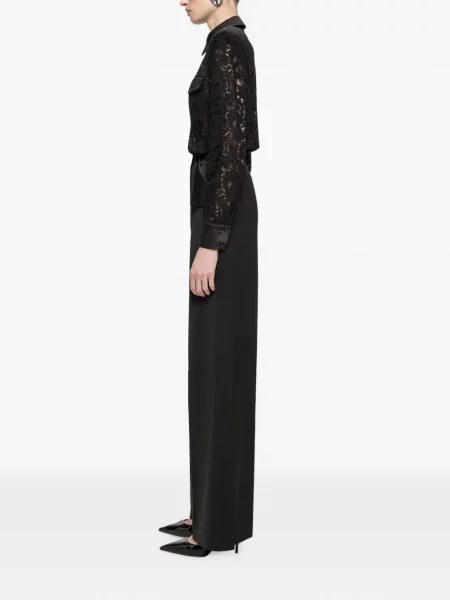 Gulerat top Nissa din satin negru