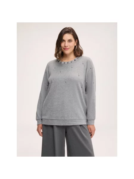Bluza Fiorella Rubino w kolorze melanż z dżetami szara