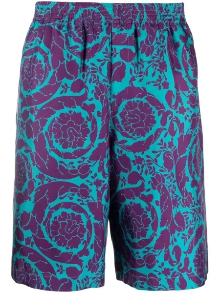 Pantaloni scurți Versace cu broderie albastru