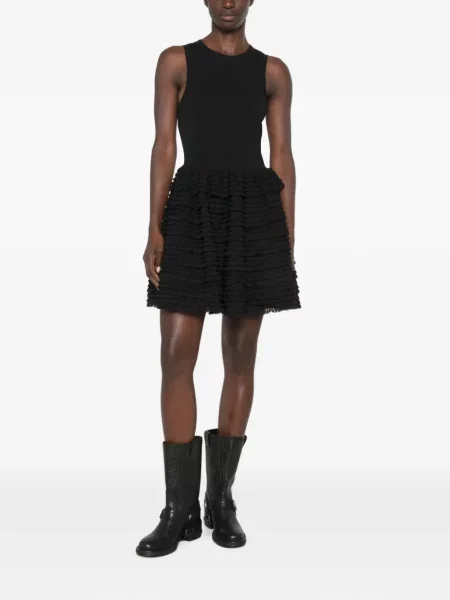 Rochie mini Sandro tricotate cu volane negru