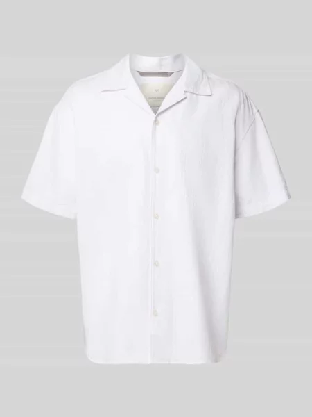 Koszula casualowa o kroju regular fit z mieszanki bawełny i dodatkiem lnu model ‘MONTANA’ Jack & Jones Premium biała