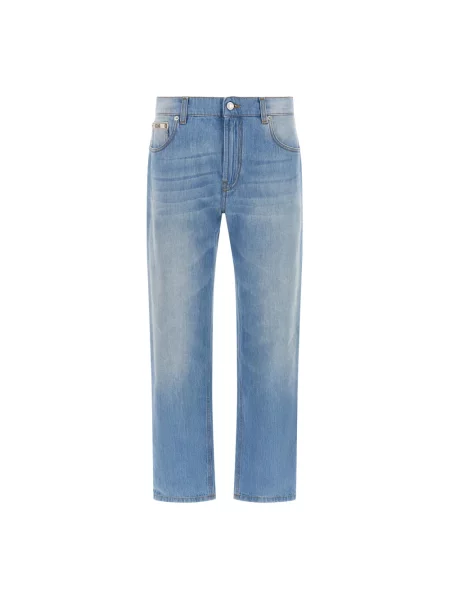 Jeansy Moschino z logo niebieskie