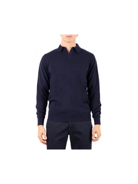 Sweter Mc2 Saint Barth z dekoltem w serek niebieski
