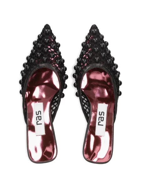 Mules Ras se síťovinou s korálky černé