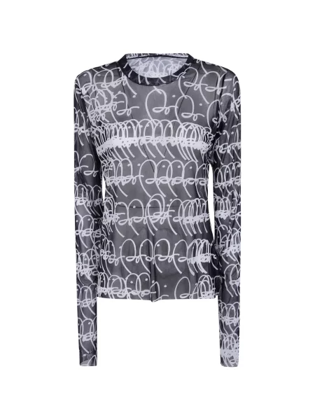 Tricou Maria Calderara cu imagine plasă negru