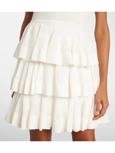 Rochie Zimmermann tricotate cu volane alb