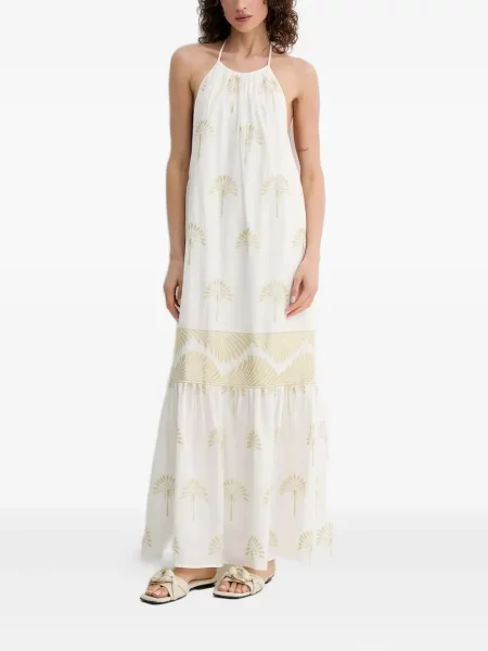 Maksi sukienka maxi Simona Corsellini z nadrukiem garniturowa biała