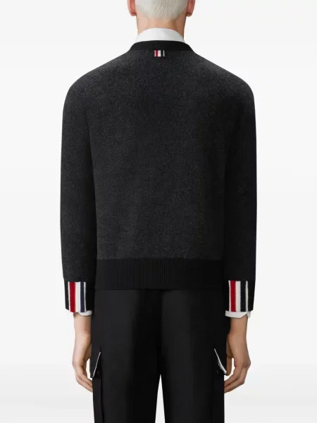 Cardigan Thom Browne tricotate cu decolteu în V negru