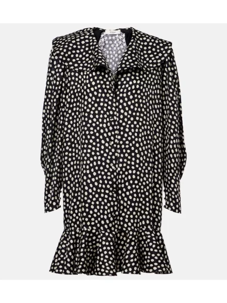 Rochie Chloé de mătase cu buline negru