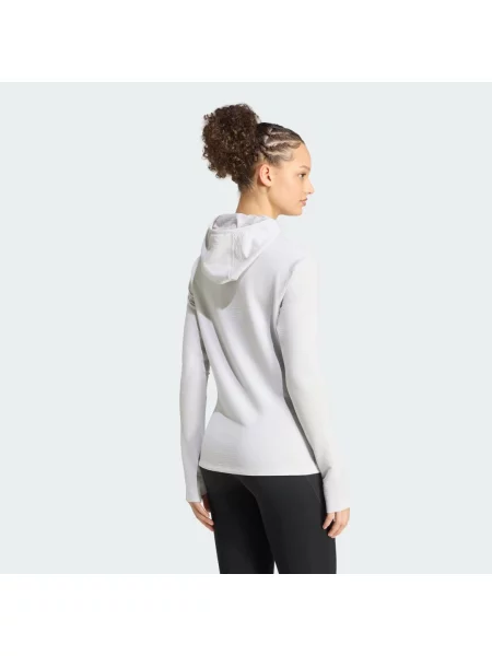 Koszulka Adidas z kapturem z długim rękawem do biegania szara